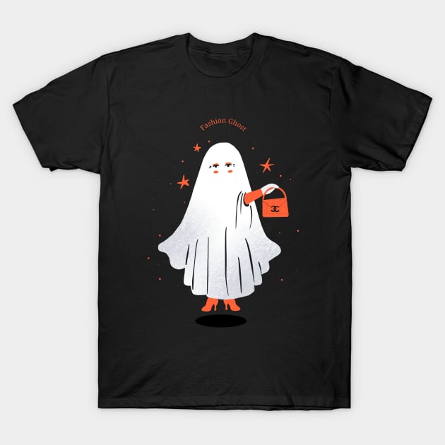 Fashion Ghost - Happy Halloween - Background T-Shirt by London Colin